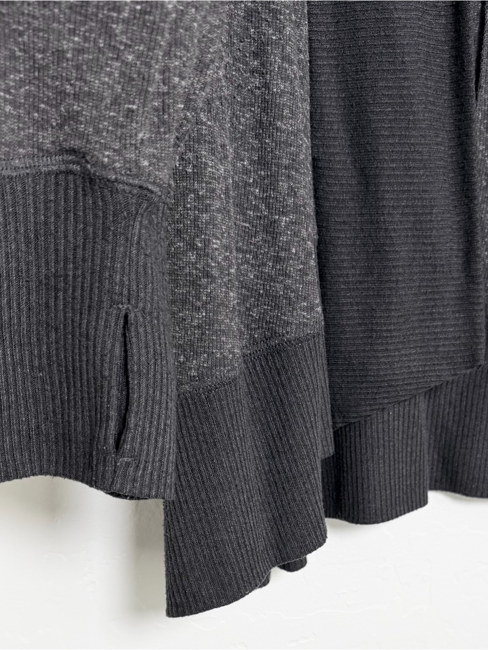 Zella Gray Ribbed Open Swing Cardigan XL Rib Trim lightweight Sweater Nordstrom - Picture 4 of 10